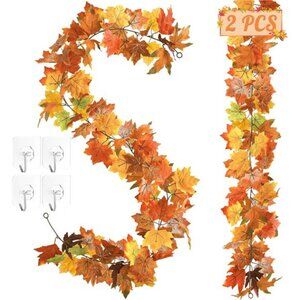 Fall Garland Set of 2 Autumn Leaf Garland 11FT Thanksgiving Decor Indoor Outdoor